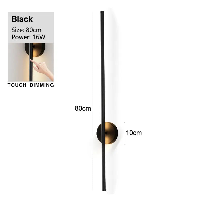 Modern Black 360° Rotatable LED Wall Lamp with Touch Switch