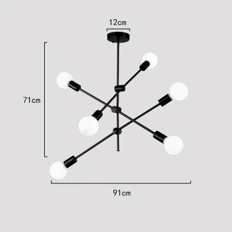 Modern Chandelier Flush Mount Long Pole Ceiling Lighting Fixture