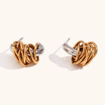 Load image into Gallery viewer, Dainty Two Tone C Hoop Wrapped Earrings
