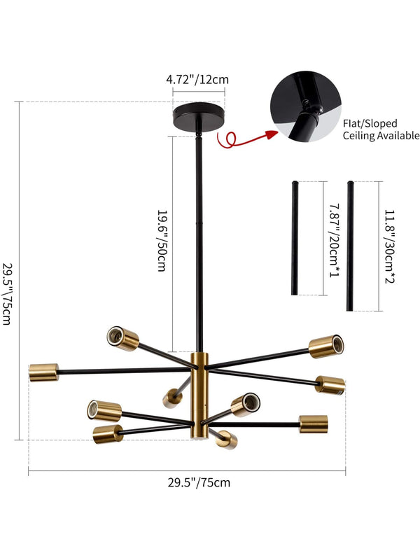 Modern Energy Saving Black &amp; Gold Branch Flush Mount Ceiling Light