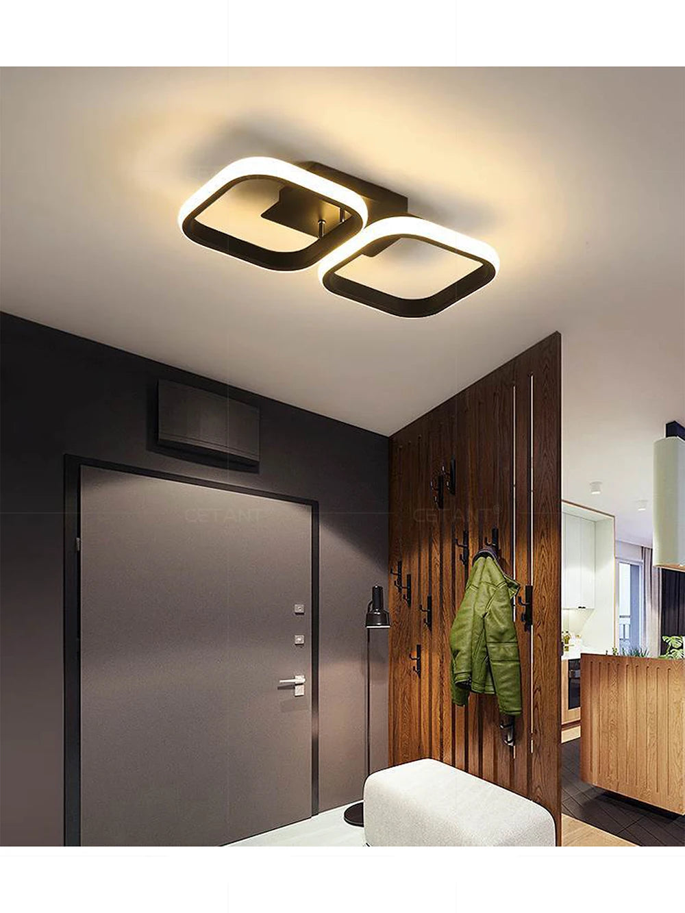 Minimalist Black Square Interior Ceiling Light in Black