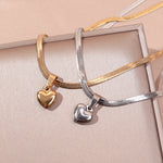 Load image into Gallery viewer, Herringbone Bubble Heart Necklace
