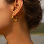 Load image into Gallery viewer, 18k Triple Layer Hoop Earrings
