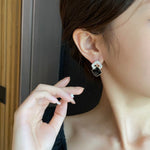 Load image into Gallery viewer, Geometric Stud Earrings Black Zirconia Earrings
