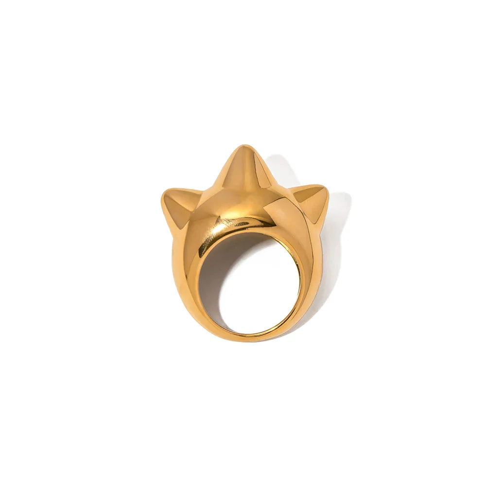 18k chunky trio spiked ring