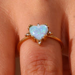 Load image into Gallery viewer, Adjustable Diamond Accented Opal Iridescent Rings
