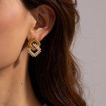 Load image into Gallery viewer, 18k Textured Dual Squircle Earrings

