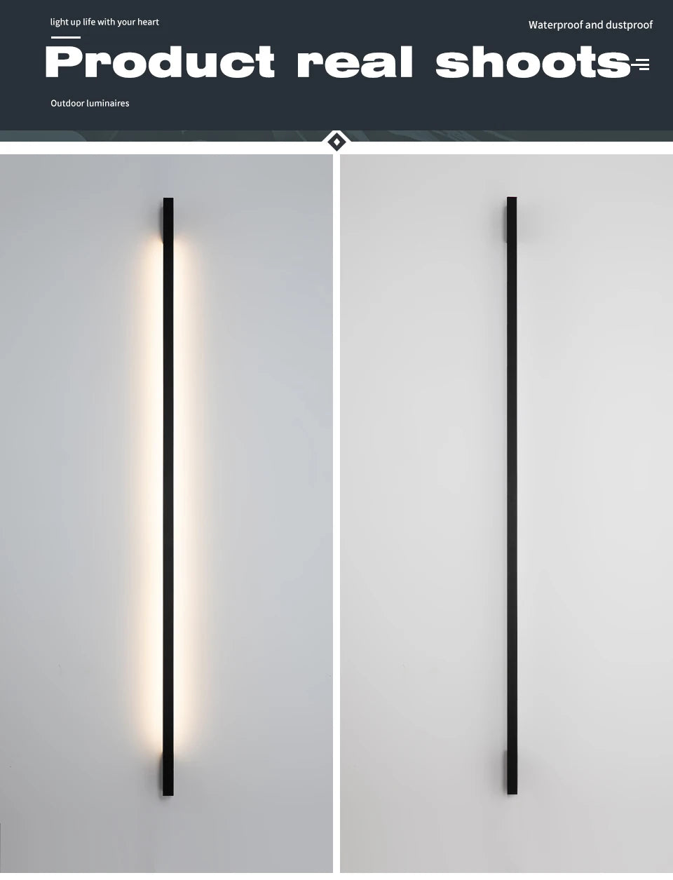 Black Minimalist Long Strip Outdoor LED Wall Sconce