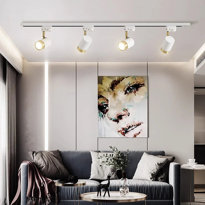 Multi-Angle Adjustable Flush-Mount Spotlight Track Lighting Fixture