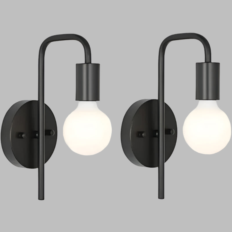 Simple Nordic Energy Effecient Black &amp; Gold Iron Wall Light