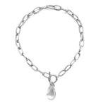 Load image into Gallery viewer, Chunky Paperclip Crystal Waterdrop Circle Bar Clasp Necklace
