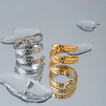 Load image into Gallery viewer, Triple Wrap Diamond Eye Leaf Textured Ring

