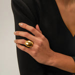 Load image into Gallery viewer, 18k Hammered Oval Dual Band Ring
