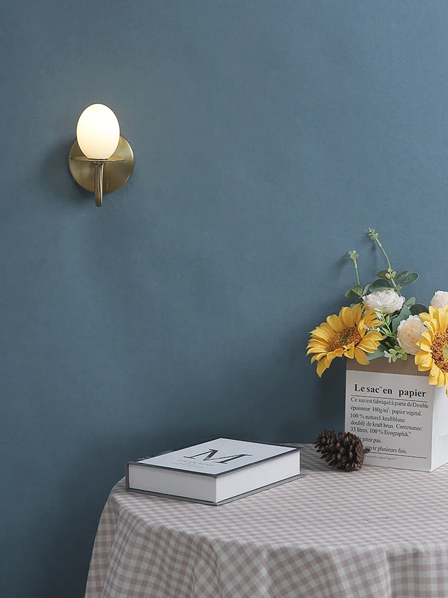 Iron Frame Egg Glass Ball Indoor Wall Lamp in Gold or Black