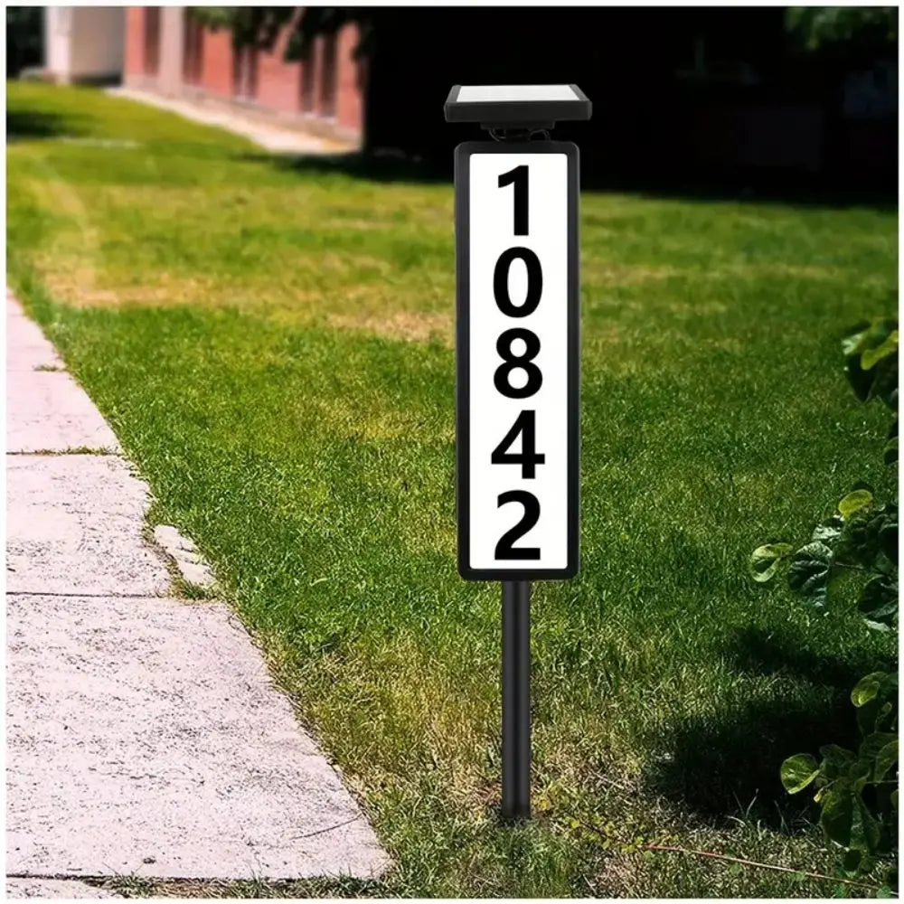 Solar Powered LED House Number Light With Stake For Modern Address Sign In Black