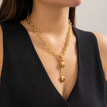 Load image into Gallery viewer, Bold Chunky Chain Link Dual Heart Lariat Necklace &amp; Bracelet
