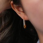 Load image into Gallery viewer, 18k Pearl Accented Safety Pin Earrings
