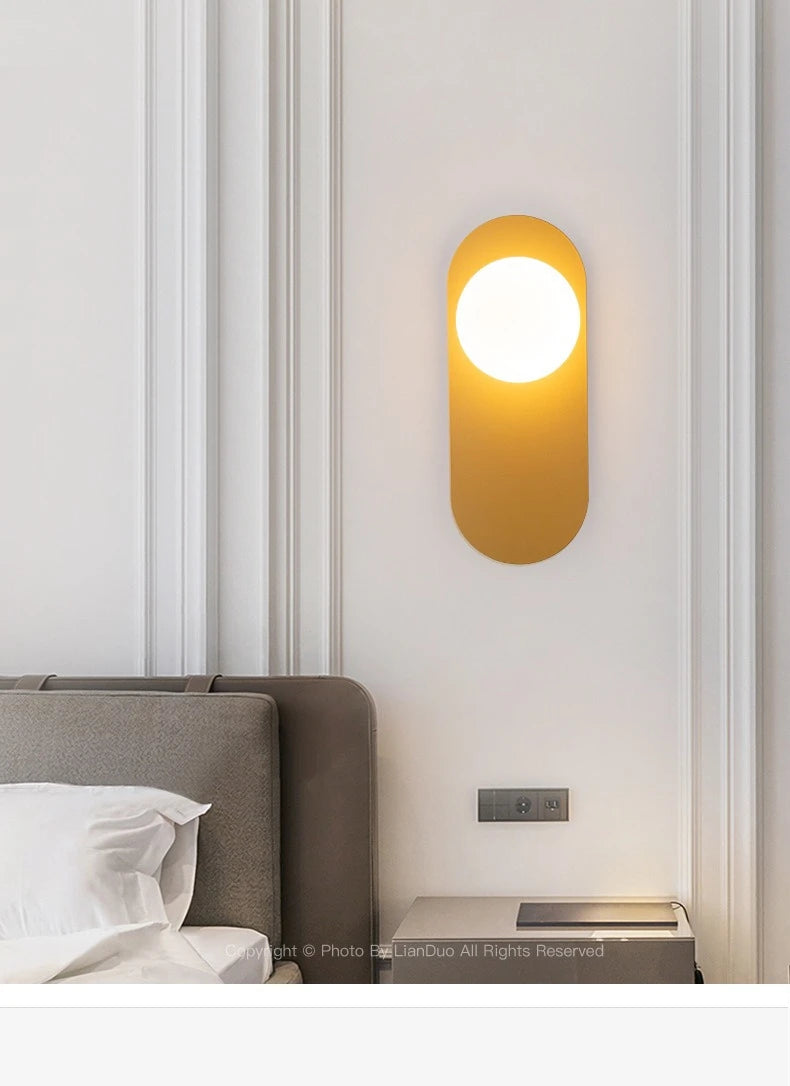 Simple Indoor Glass Globe Wall Lamp in Black or Gold