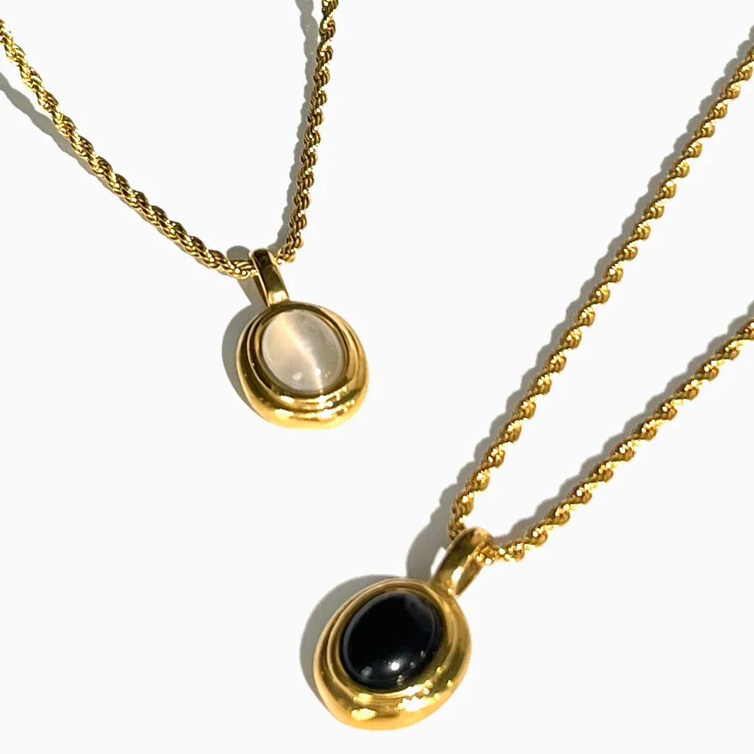 18k Obsidian Oval Necklace