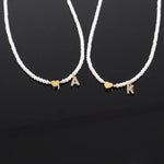 Load image into Gallery viewer, Dainty Beaded Heart Initial Necklace
