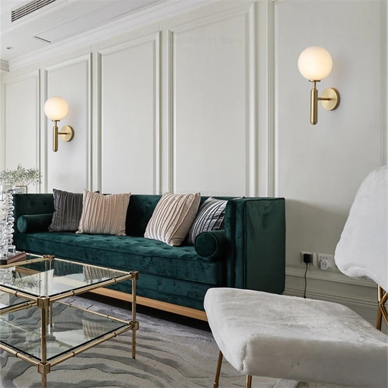 Metal Glass Ball Wall Lamp Light Fixture