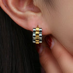 Load image into Gallery viewer, Textured Watch Hoop Earrings
