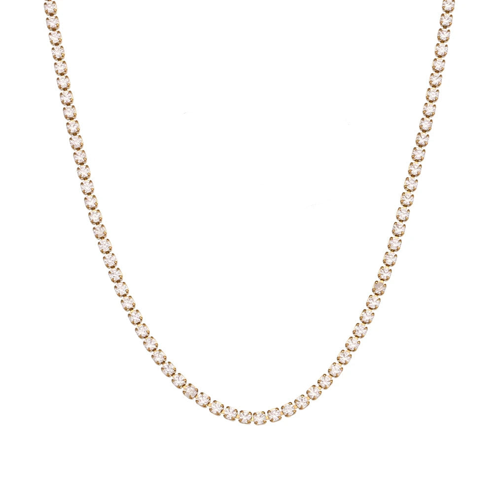 2mm dainty tennis chain bracelet and necklace