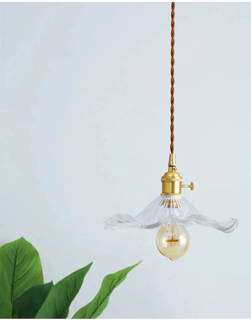 Colorful Glass &amp; Copper Pendant Light Fixture