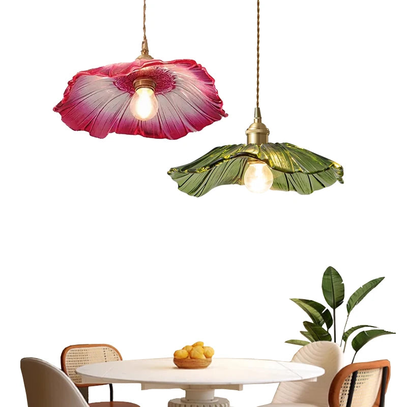 Floral Glass Flush Mount Ceiling Light Fixture
