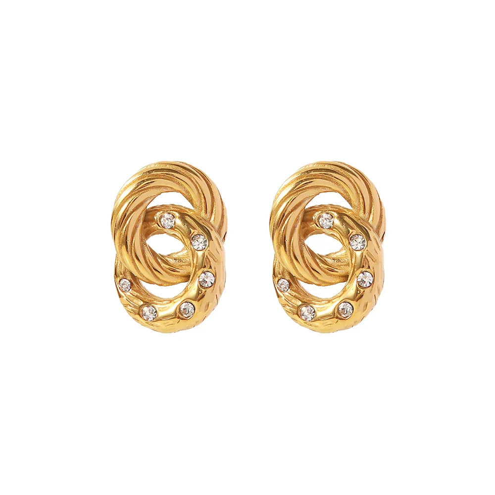 Dainty Dual Textured & Diamond Hoop Earrings