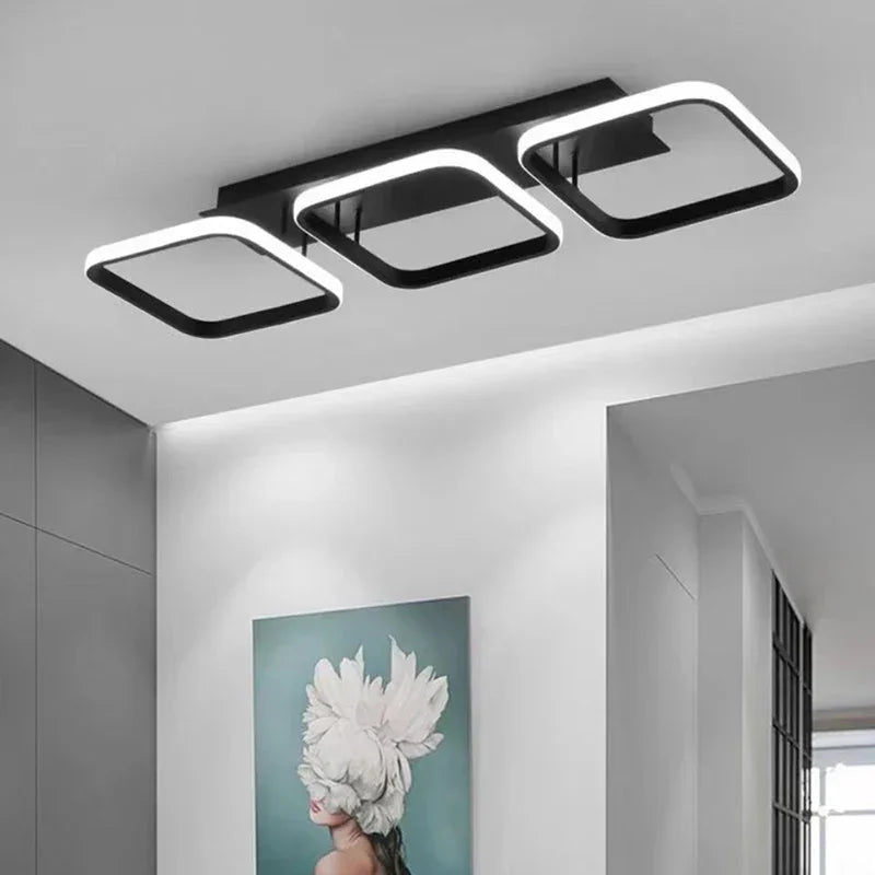 Minimalist Black Square Interior Ceiling Light in Black
