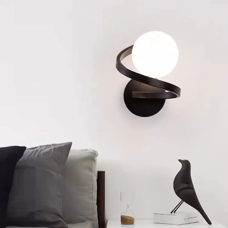 Modern Globe Wall Sconce Light Fixture in Black or Gold