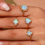 Load image into Gallery viewer, Adjustable Diamond Accented Opal Iridescent Rings
