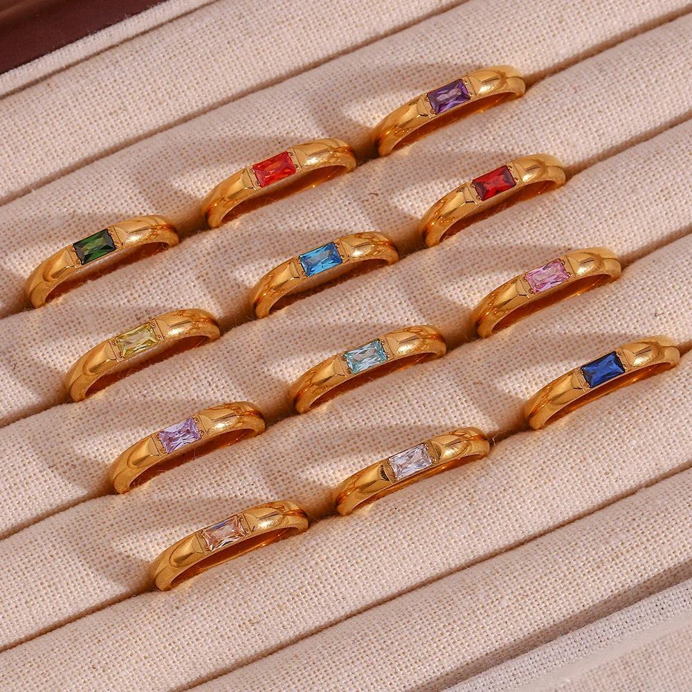 18k Baguette Cut Fine Birthstone Ring