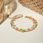 Load image into Gallery viewer, 18k Stacked Curb, Paperclip, &amp; Crystal Bracelet
