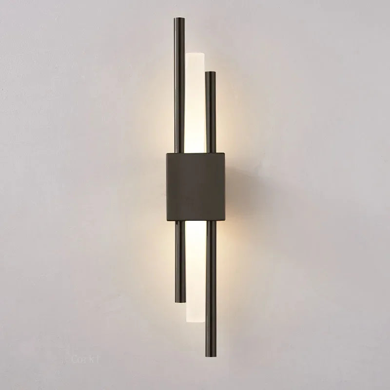 Modern Black &amp; Bronze Tonged Wall Sconce Light Fixture
