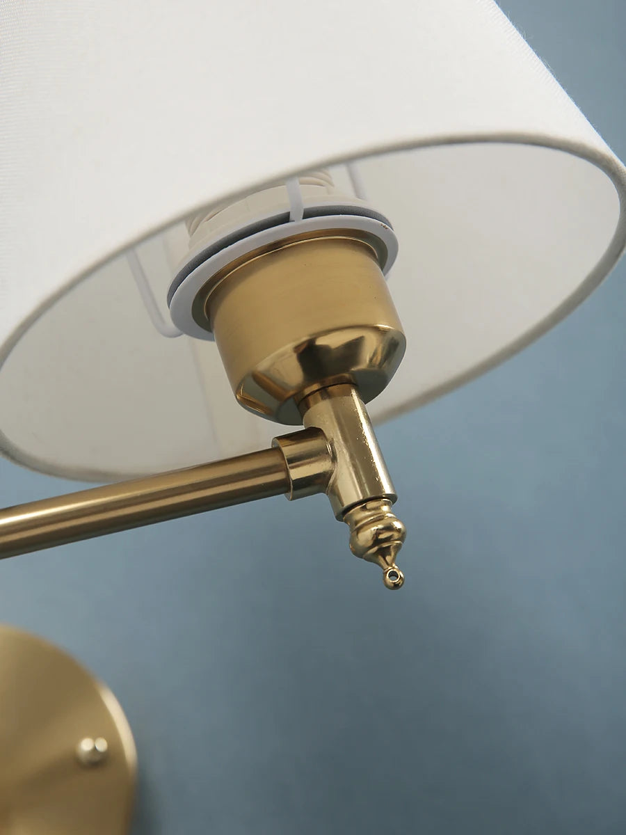 American Classic Linen Shade Wall Light Fixture With Folding Swing Arm