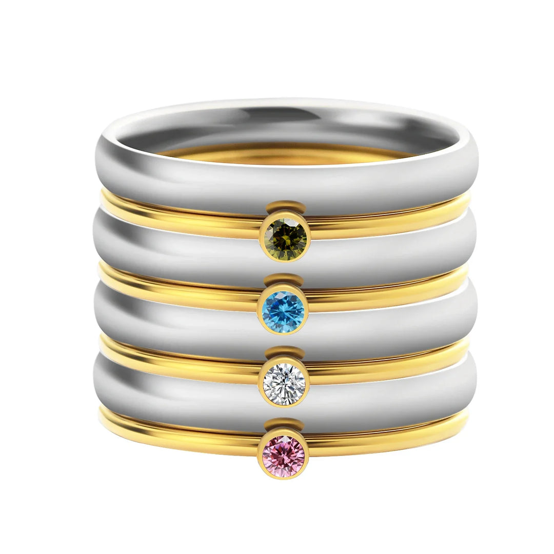 Personalized Name & Birthstone Nesting Rings