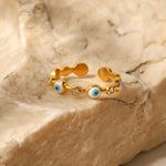 Load image into Gallery viewer, Adjustable Dainty Evil Eye Diamond Ring
