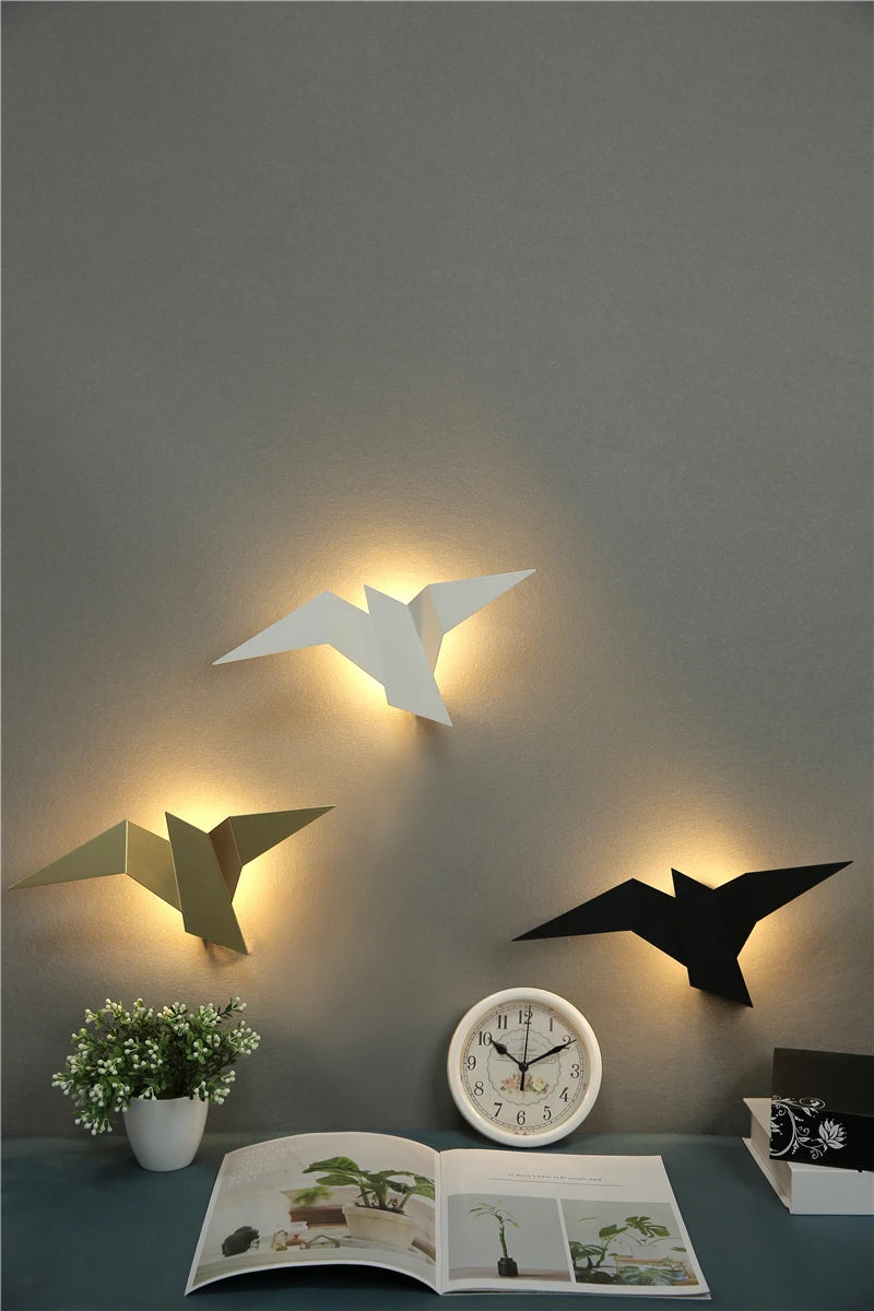Nordic Iron Art Flying Bird Wall Lamps Light Fixture