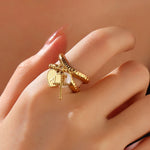 Load image into Gallery viewer, Dainty Cross &amp; Heart Initial Ring
