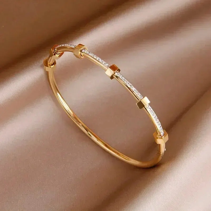 Classy diamond hex bangle bracelet