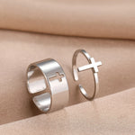 Load image into Gallery viewer, Minimal Couples Cross Rings
