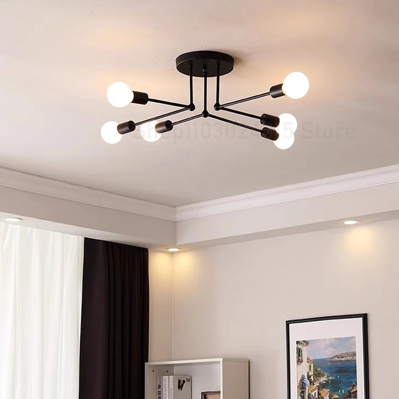 Wrought Iron Flush-Mount Ceiling Light Fixture