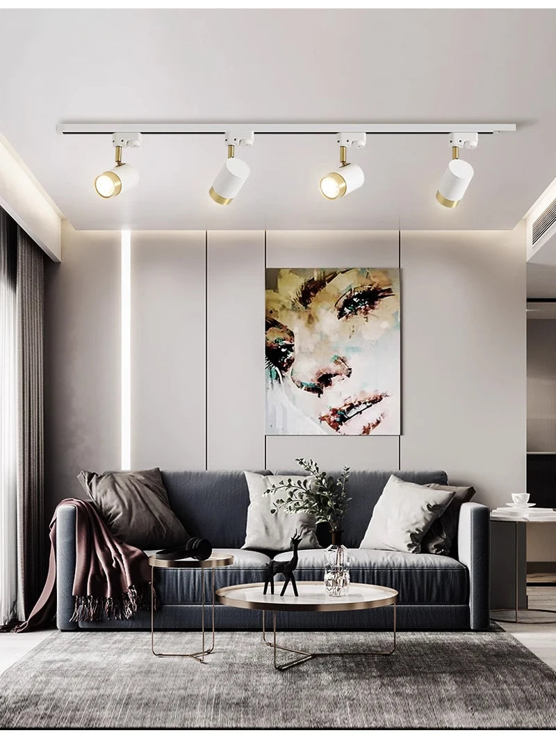 Multi-Angle Adjustable Flush-Mount Spotlight Track Lighting Fixture