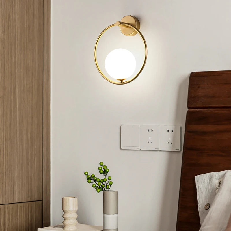 Modern Black &amp; Gold Glass Ball Indoor Wall Sconces