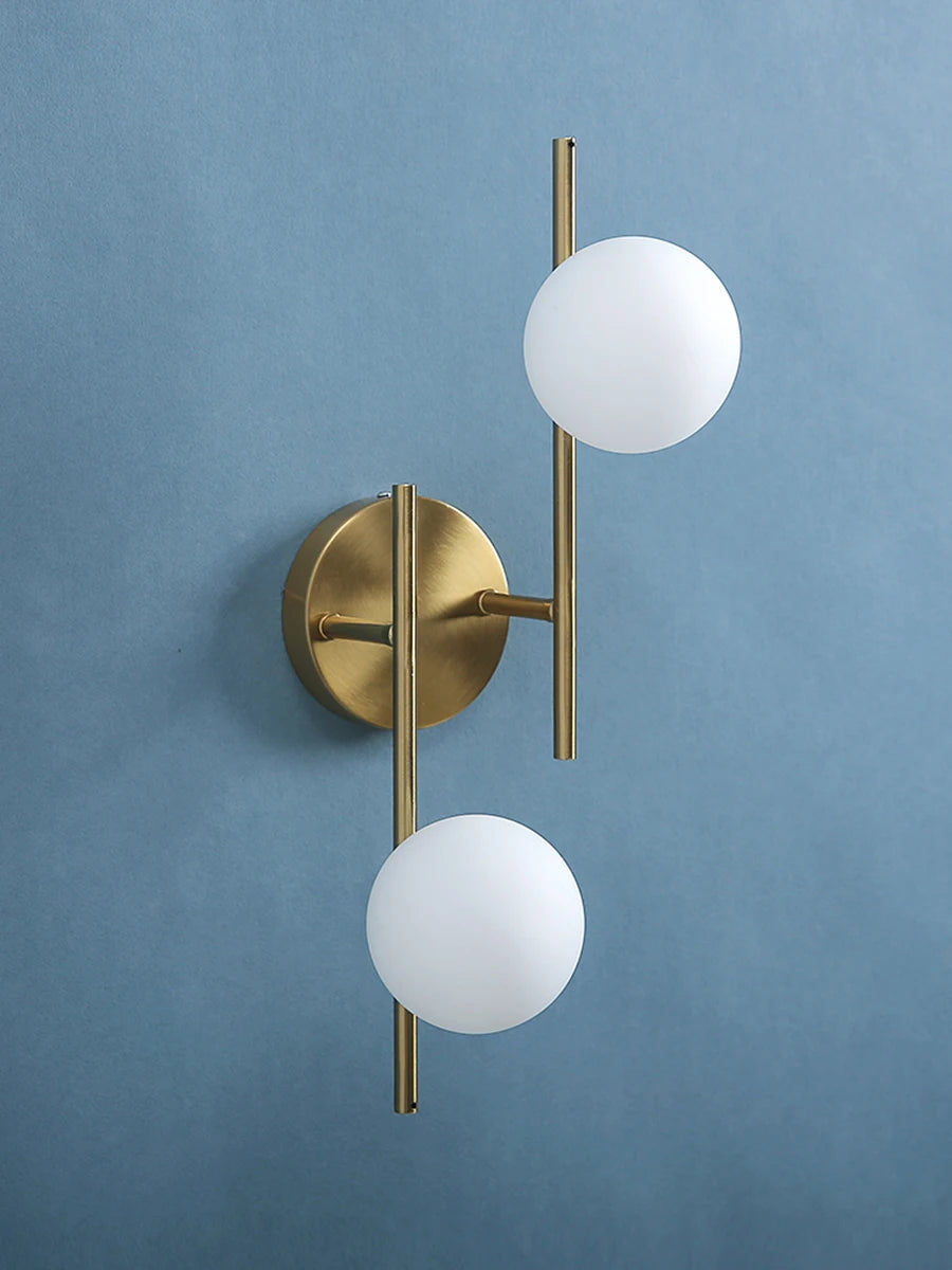 Modern Golden Wall Lights with Milky Glass Round Ball