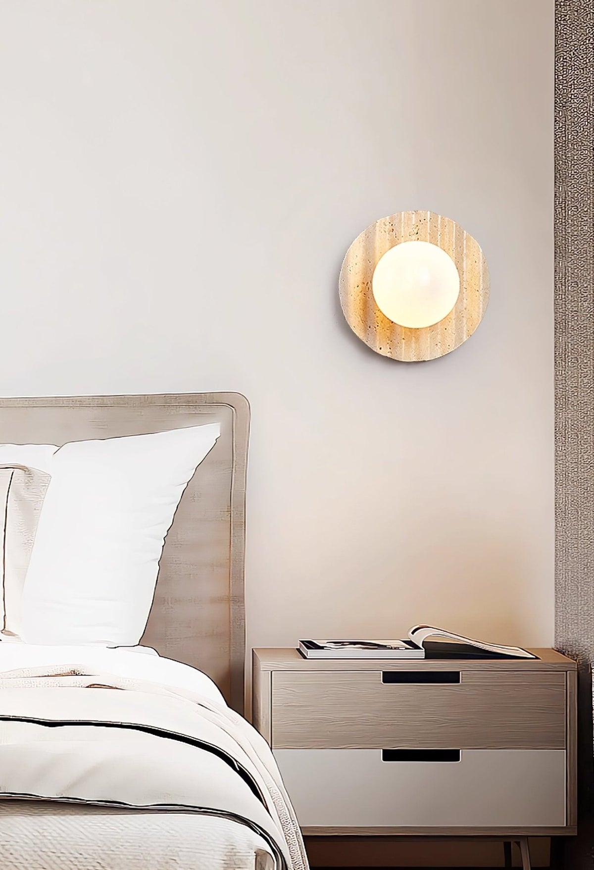 Travertine Contemporary Globe Wall Light