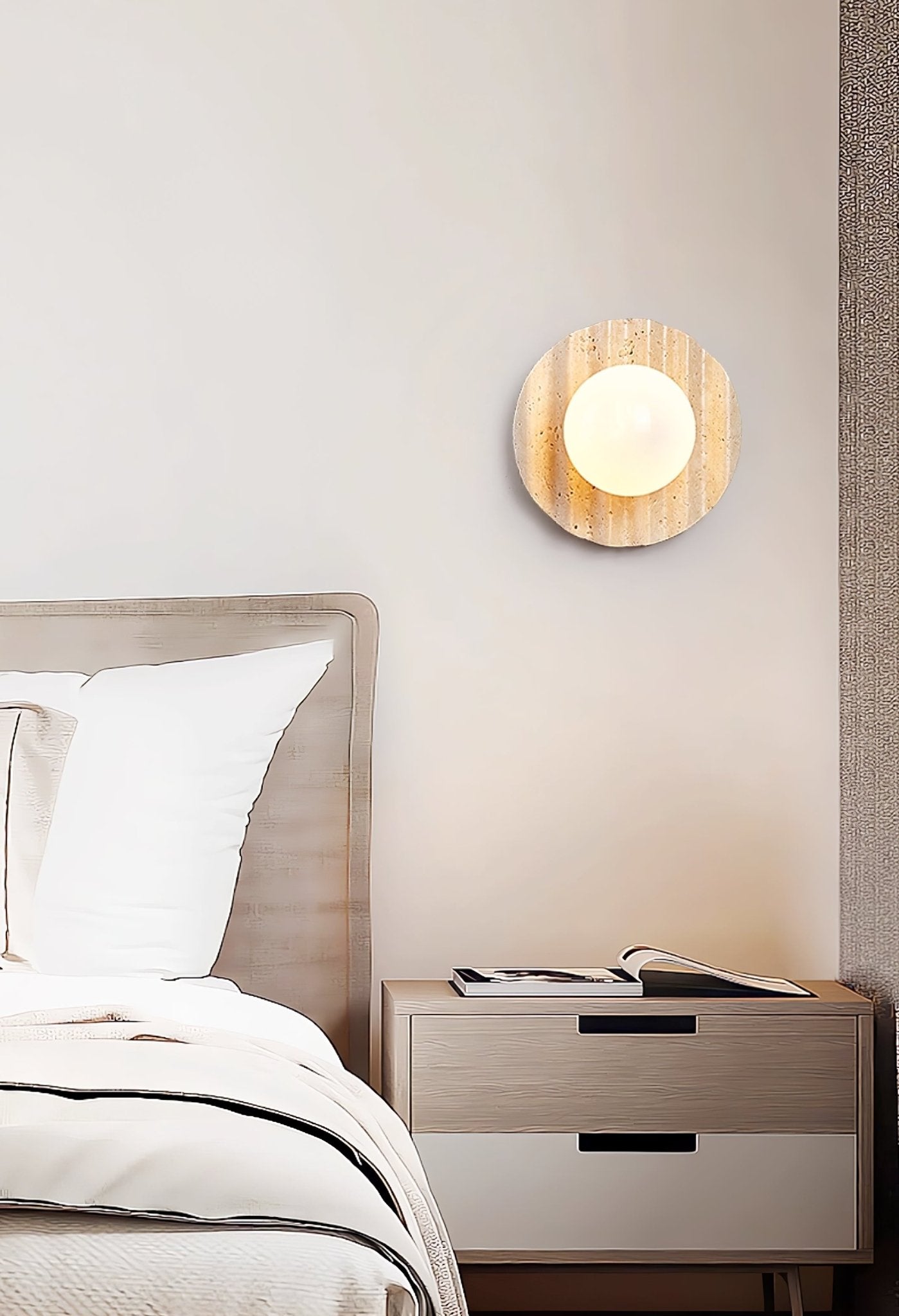 Travertine Contemporary Globe Wall Light