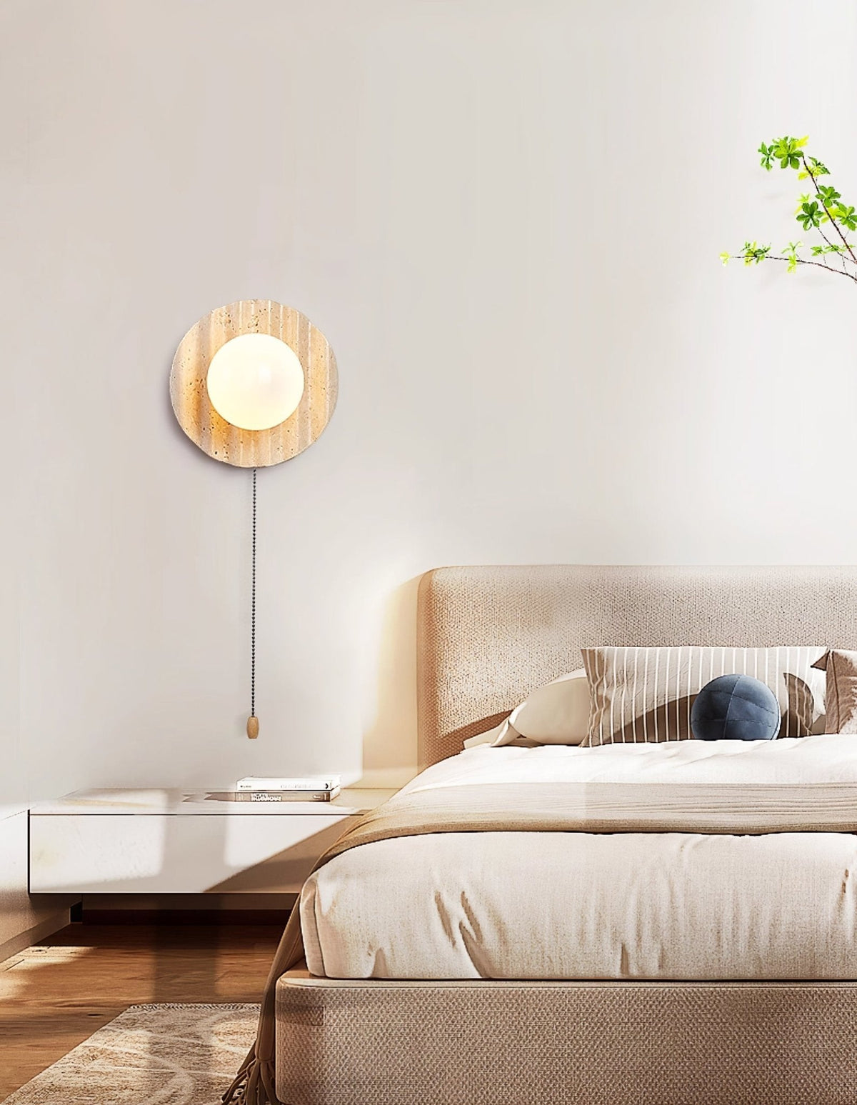 Travertine Contemporary Globe Wall Light